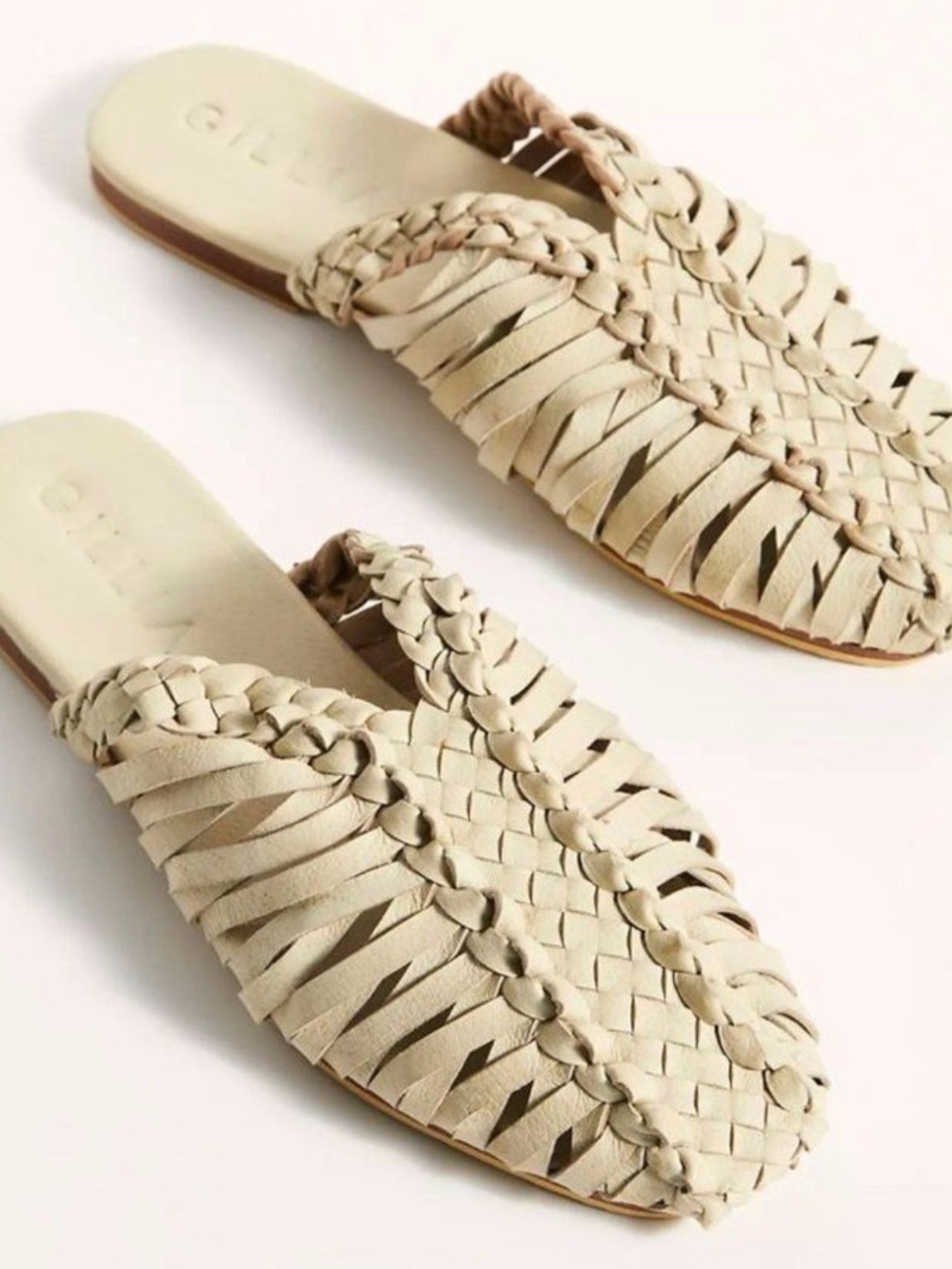 Free People Gillia Woven Slides Braided Sandals in Cream NWOT/Box